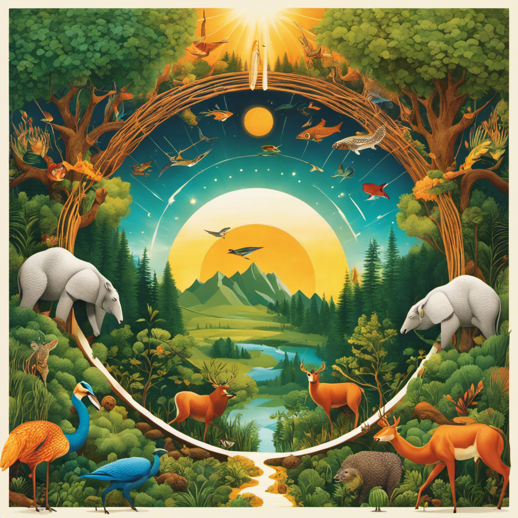 An image that depicts a vibrant ecosystem, showcasing a cascading food chain