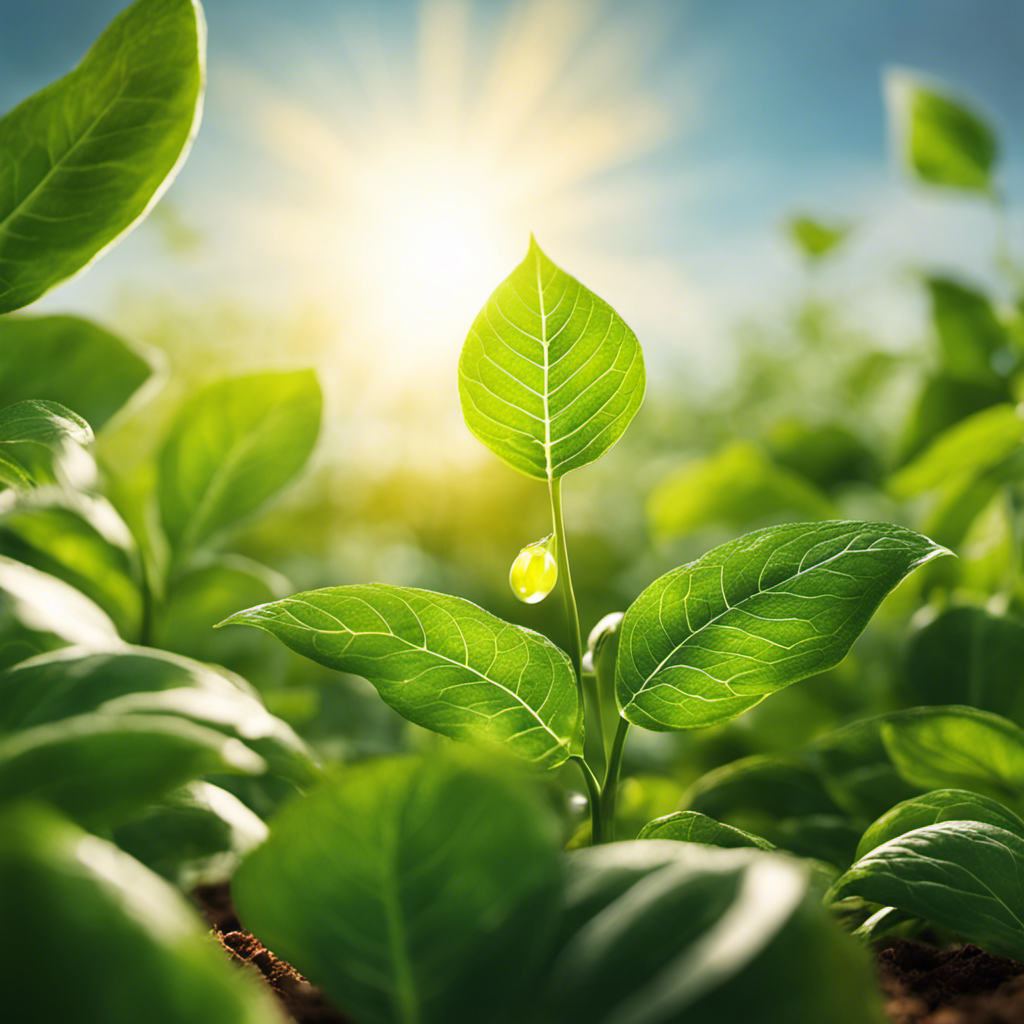 An image showcasing a lush green plant basking in sunlight, capturing the intricate process of photosynthesis