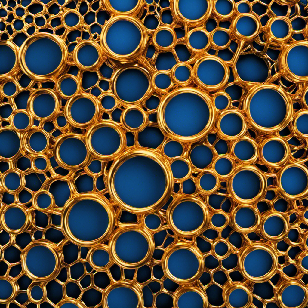 An image showcasing a close-up view of an intricate ionic lattice structure, surrounded by a series of electron clouds with varying sizes and densities