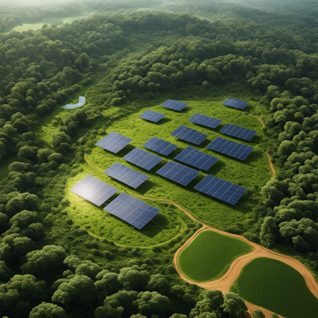 An image that showcases the extensive land usage of solar farms, highlighting the environmental impact of deforestation and habitat loss