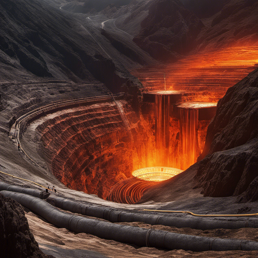 An image of a vast underground reservoir of hot, molten rock surrounded by layers of cooler earth
