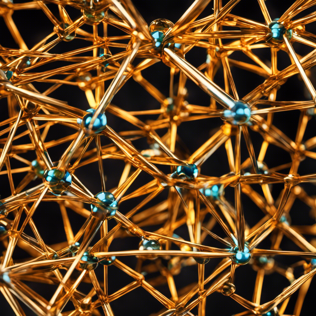 An image showcasing a magnified crystal lattice structure of a compound, with tightly packed ions aligned in a three-dimensional grid