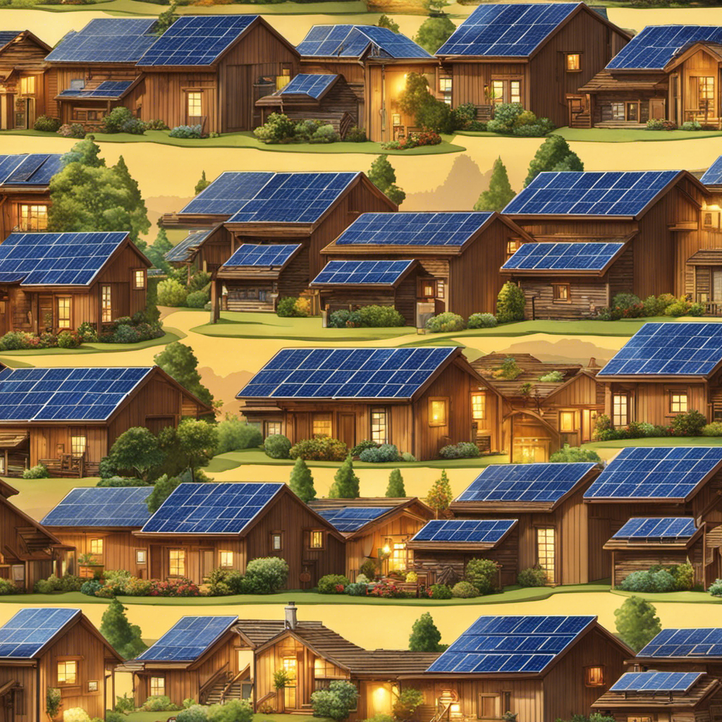 An image depicting a tranquil countryside scene, where solar panels adorn rooftops, gathering sunlight