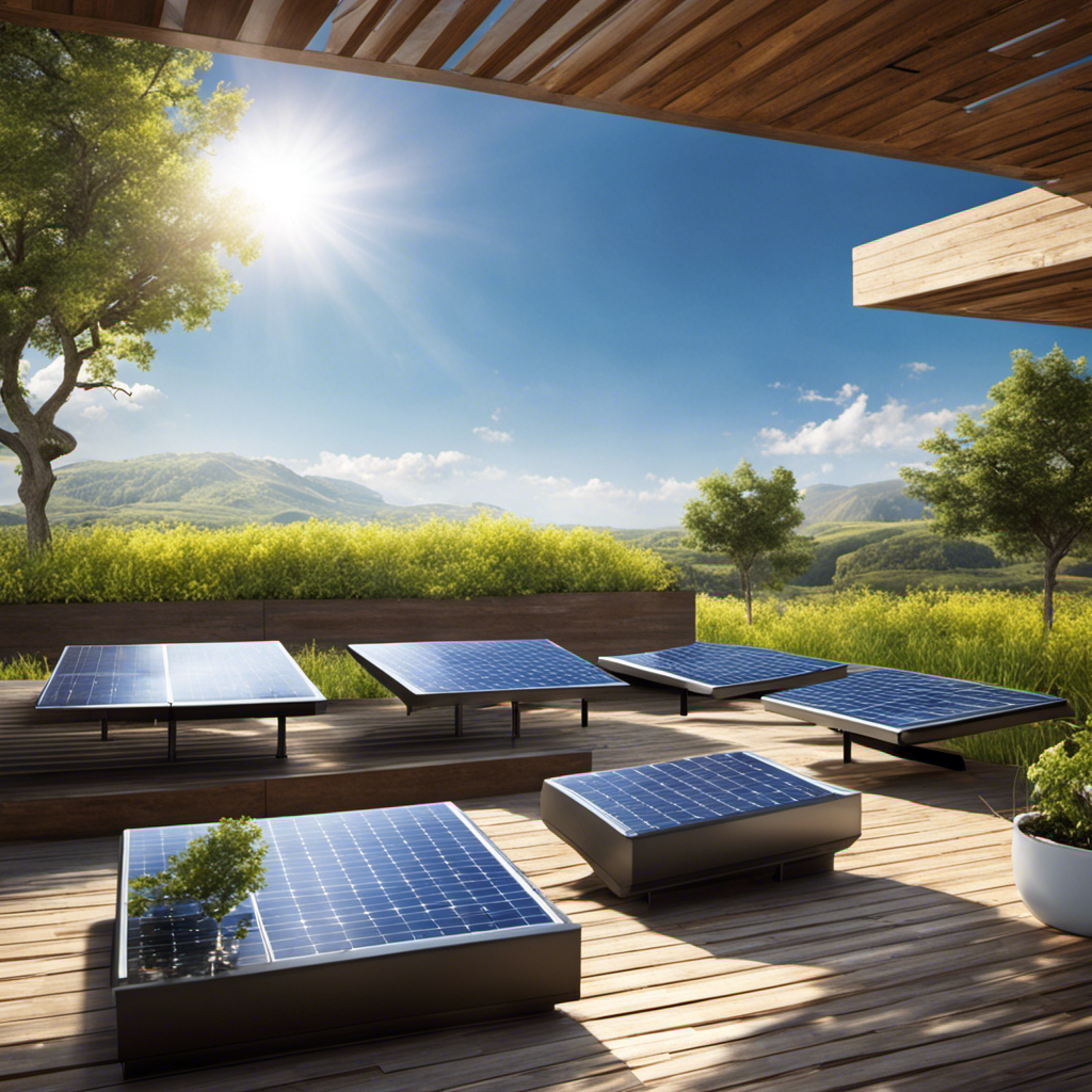 An image that showcases a sunlit landscape with photovoltaic panels absorbing the sun's rays, converting them into electricity