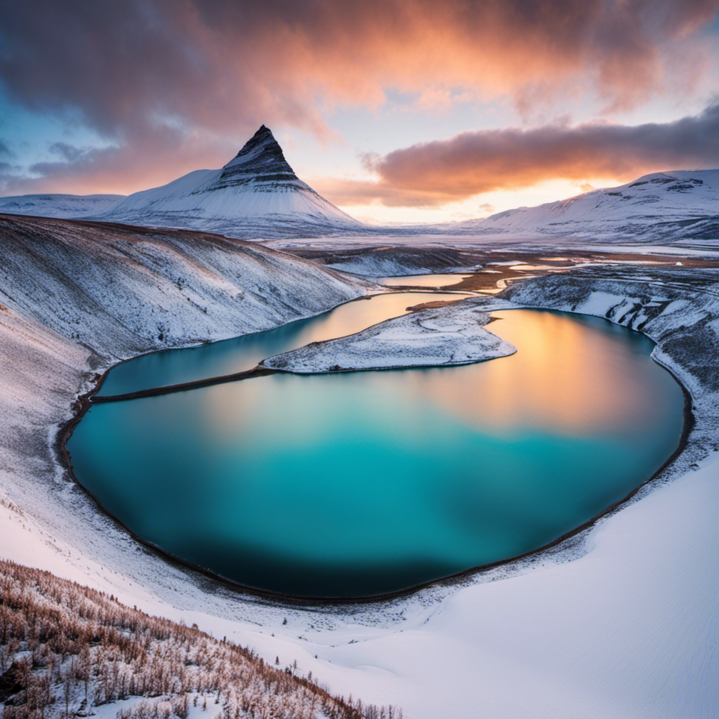 An image depicting Iceland's geothermal energy usage, showcasing a vast landscape dotted with numerous geothermal power plants emitting billowing steam, while surrounded by pristine lakes and snow-capped mountains