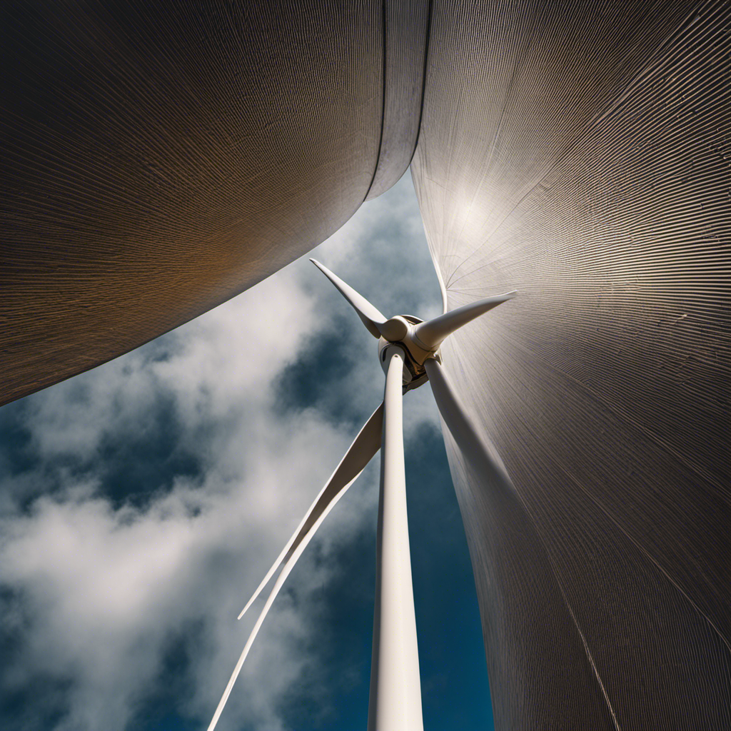 An image showcasing the impressive scale of a wind turbine blade