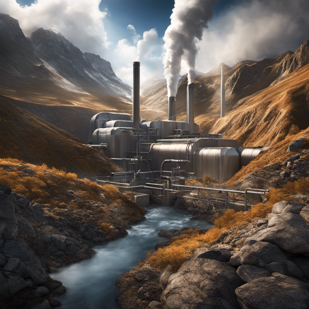 An image showcasing the underground geothermal power plant, with turbines harnessing heat from the Earth's core