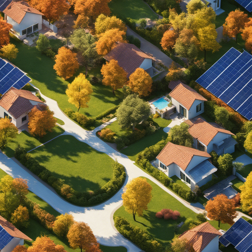 An image that showcases a vibrant, sun-drenched landscape with solar panels integrated seamlessly into homes, offices, and infrastructure, illustrating the global reach and significant contribution of solar power to the world's energy consumption