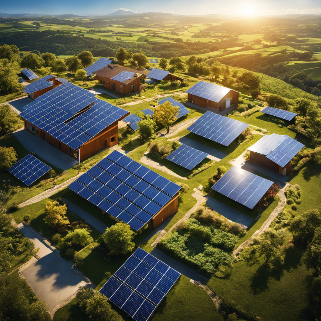 An image showing a vibrant, sunlit landscape with diverse solar installations covering vast stretches of land and rooftops, capturing the global scale and impact of solar energy on meeting the world's energy demand