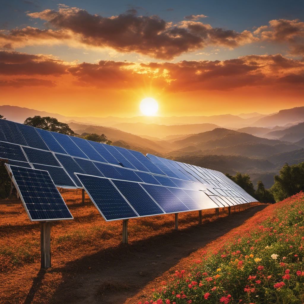 An image featuring three distinct silhouettes of countries, each radiating vibrant solar panels, against a backdrop of a sunlit sky