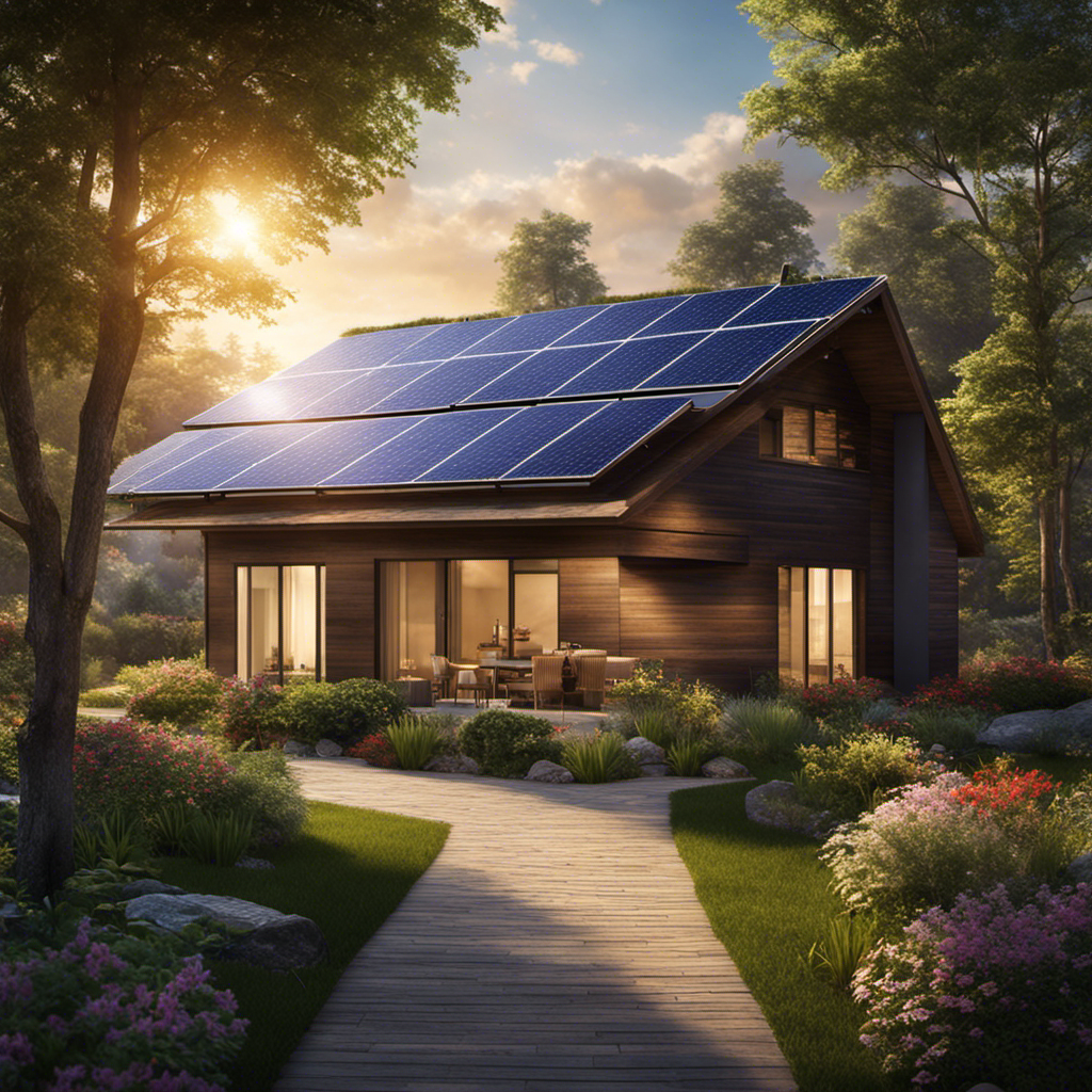 An image that showcases a sunlit landscape, with solar panels glistening on rooftops, capturing the radiant energy