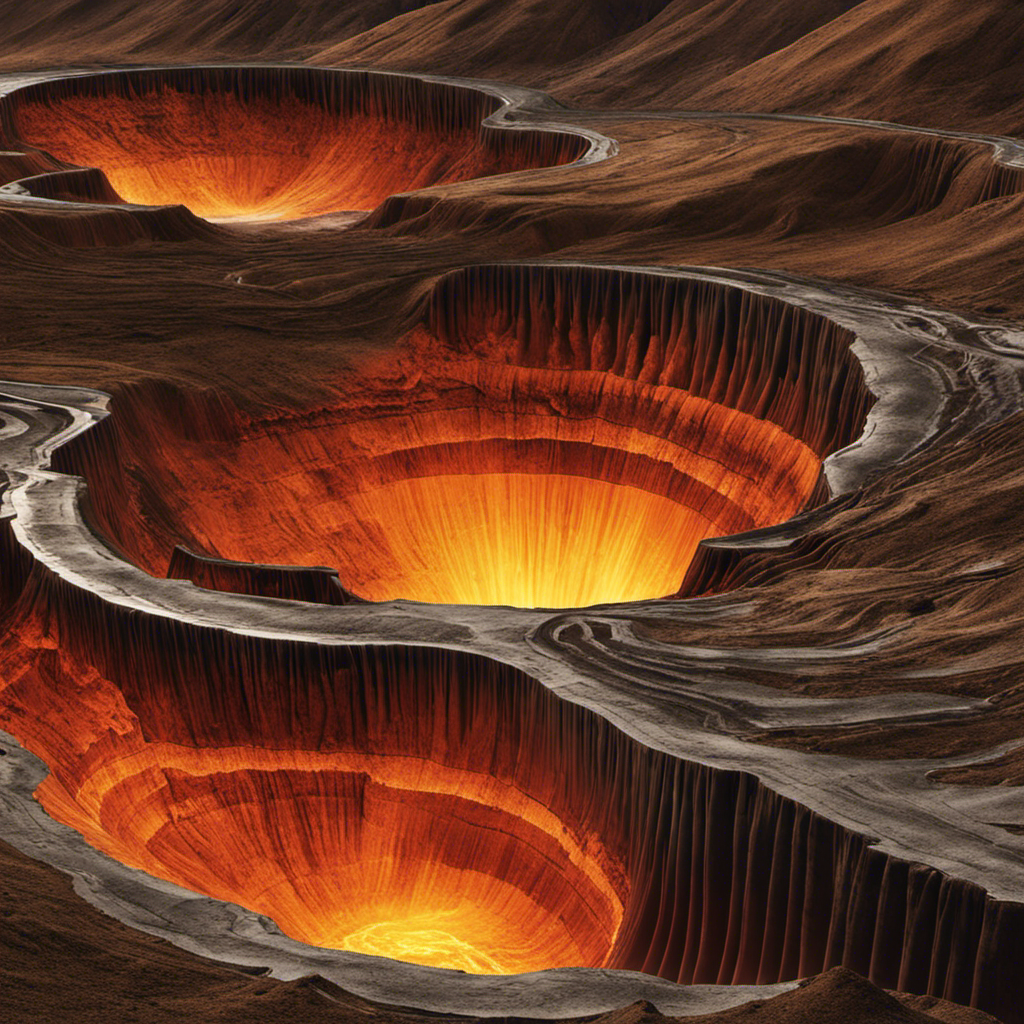 An image showcasing the intricate underground layers of the Earth, revealing the immense heat emanating from its core