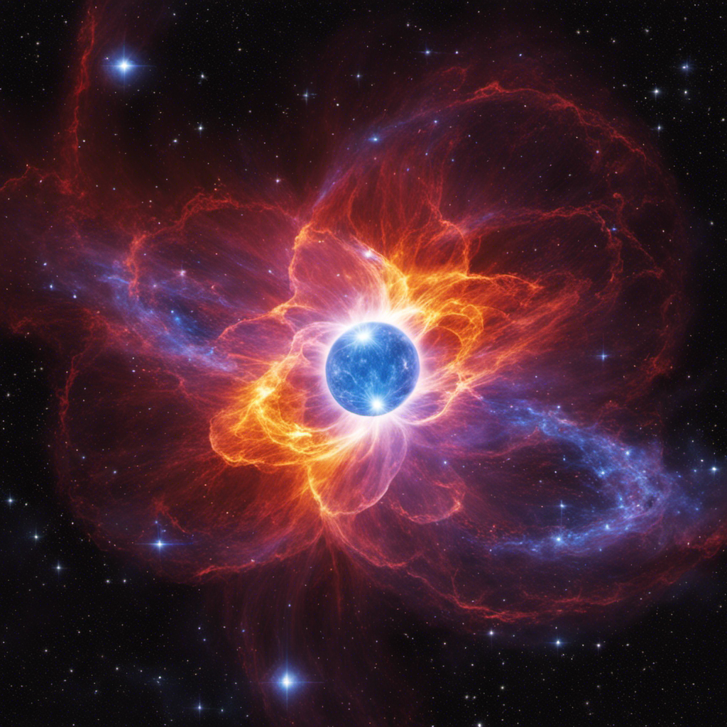 An image showcasing a vibrant, awe-inspiring fusion reaction within the core of a star