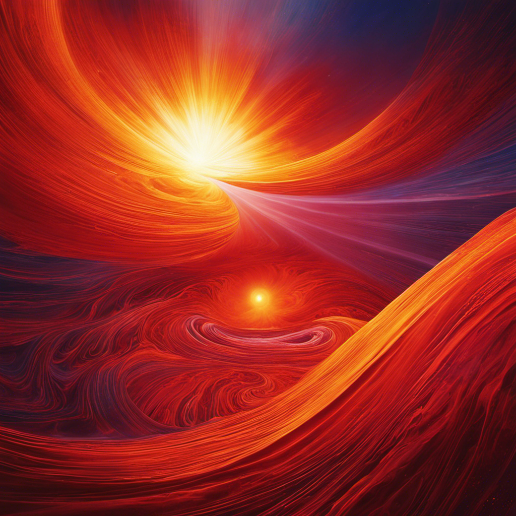 An image capturing the vibrant and dynamic chromosphere, showcasing its red and orange hues, as it engulfs the sun's surface, symbolizing the commencement of the mesmerizing process of solar energy formation