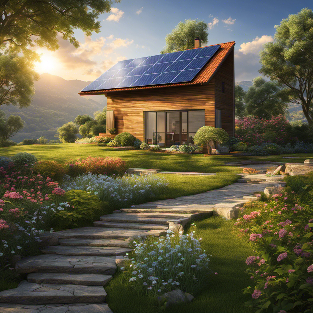 An image showcasing the longevity of solar panels, depicting a serene landscape with a solar-powered house