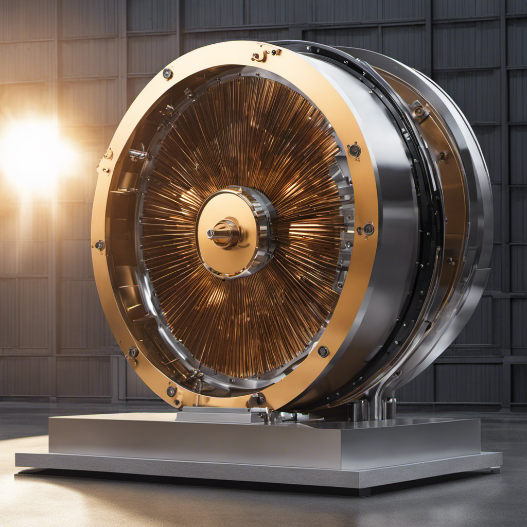 An image showcasing a large, sleek flywheel in a solar energy system
