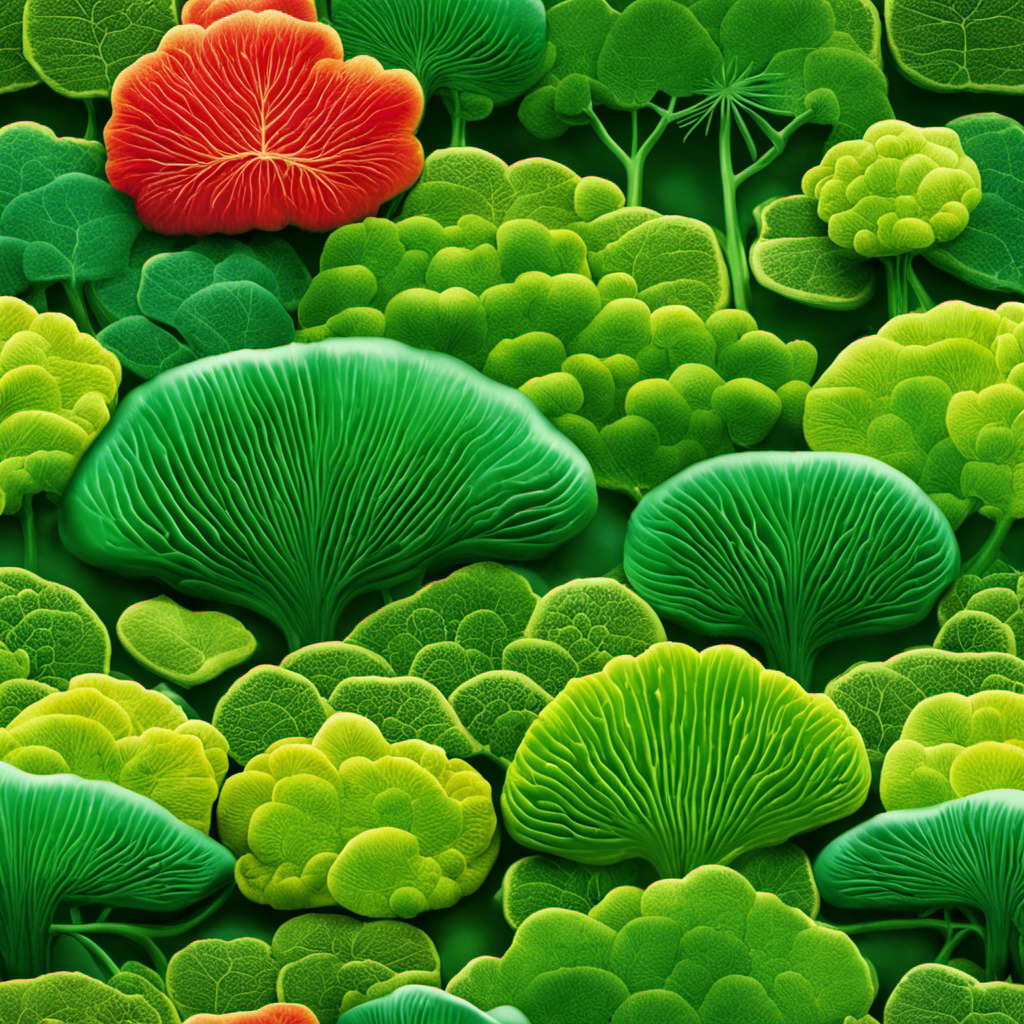 An image showcasing a vibrant green chloroplast, containing stacks of thylakoids filled with pigments like chlorophyll, capturing sunlight rays and converting them into energy-rich molecules through photosynthesis