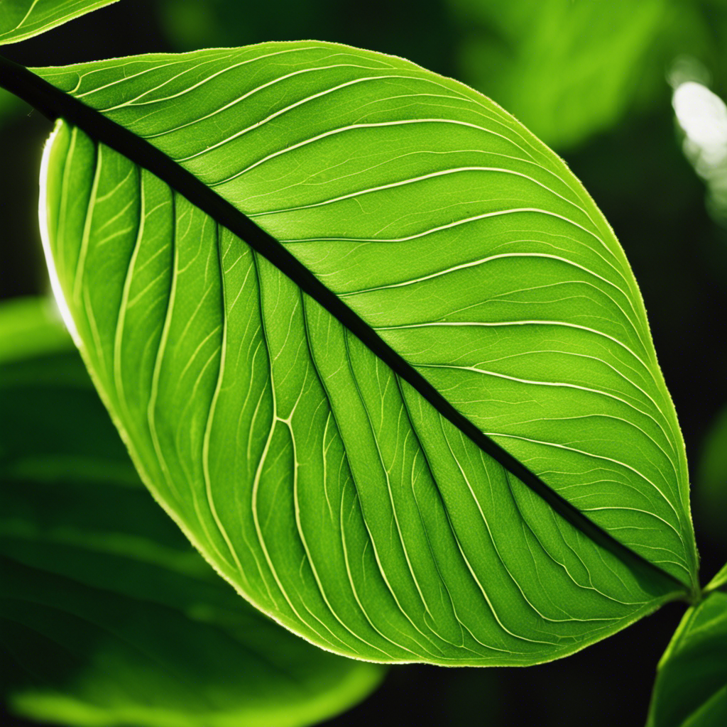 An image showcasing a lush green leaf basking in sunlight, with vibrant rays of light penetrating the leaf's surface, emphasizing the crucial role of light energy in photosynthesis