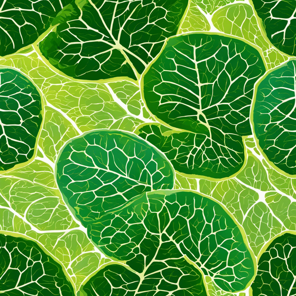 An image that vividly depicts a lush green plant bathed in sunlight, showcasing the intricate network of chloroplasts within its leaves