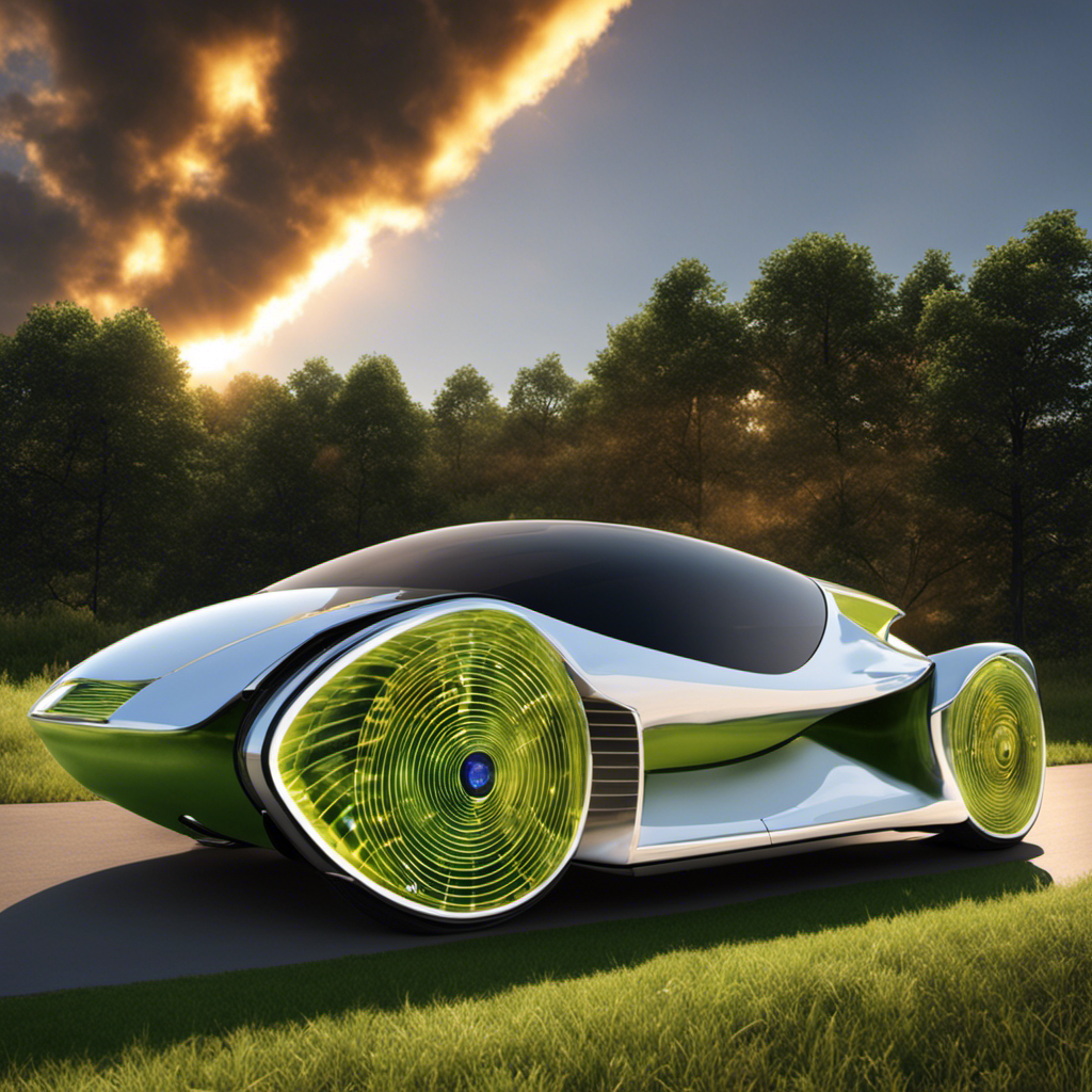 An image showcasing a solar-powered car, accurately depicting the sequential order of energy transformations it undergoes