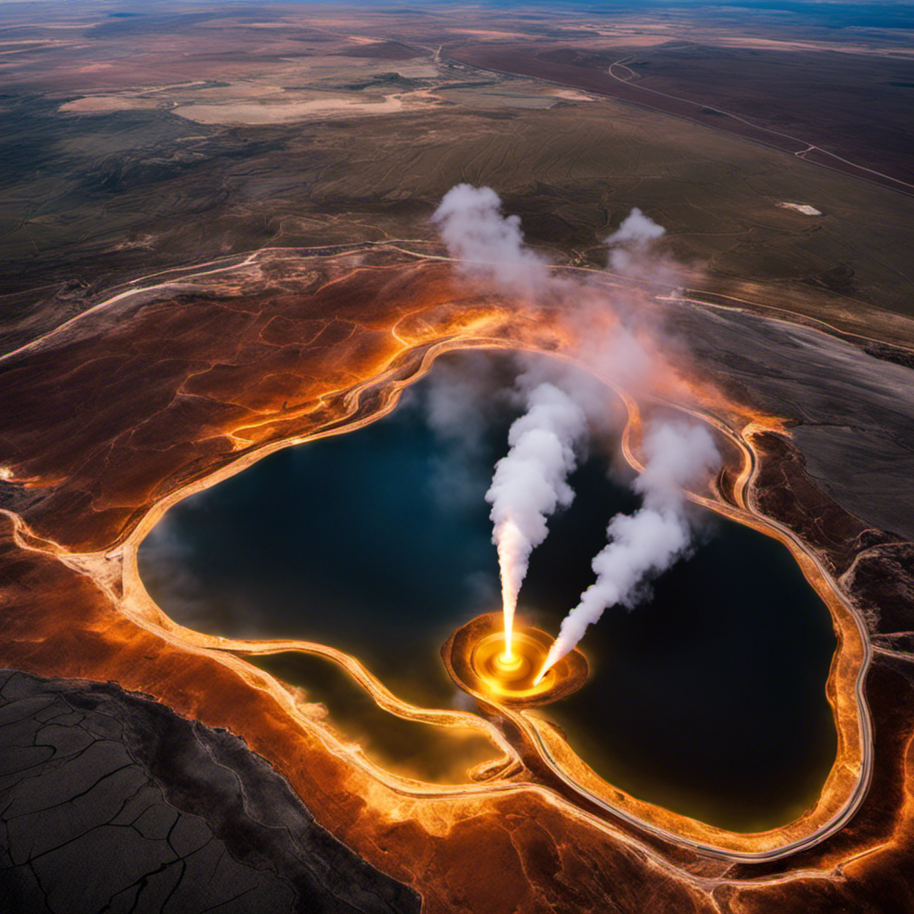 An image that portrays a vast, untapped reservoir of geothermal energy lying beneath the Earth's surface, contrasting with traditional energy sources like coal and oil