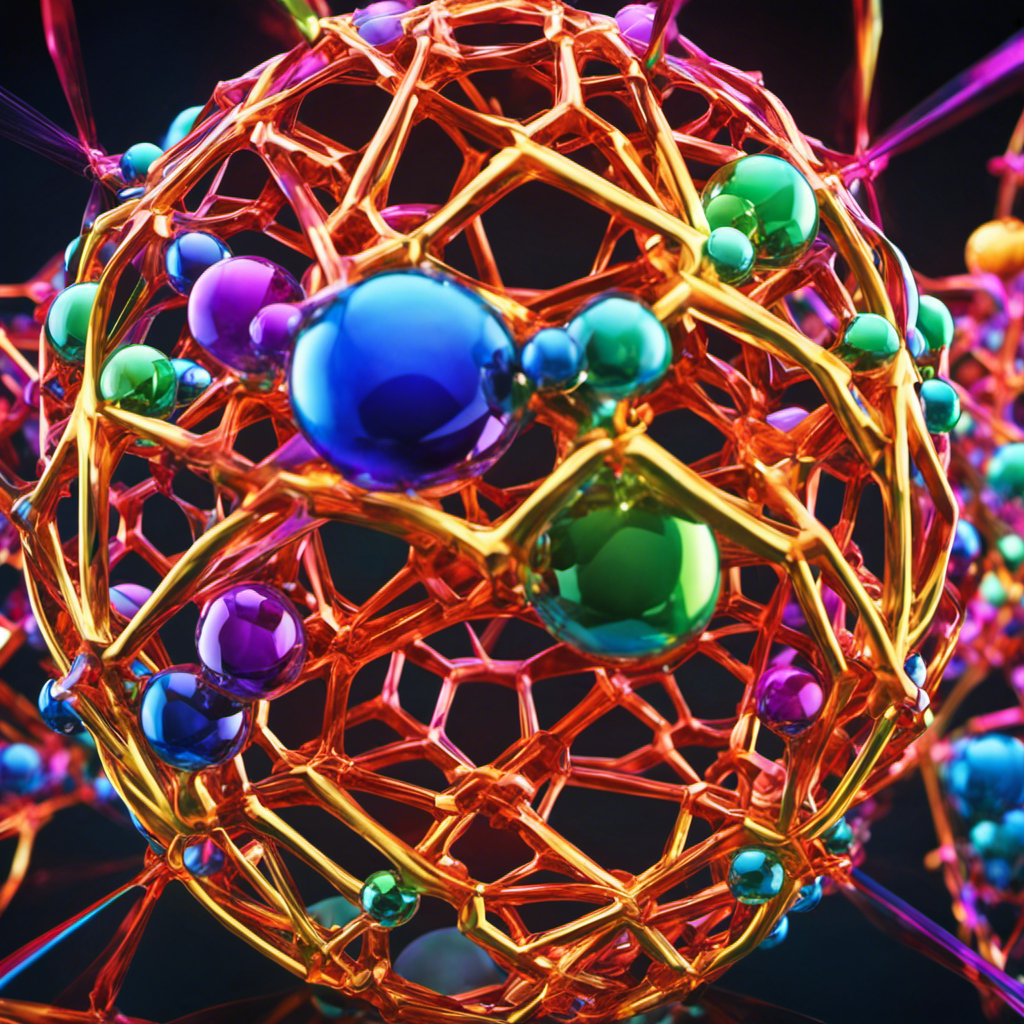 An image showcasing a crystal lattice structure with positively and negatively charged ions arranged in a regular pattern