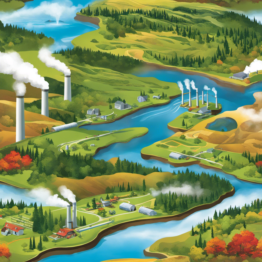 An image that showcases the untapped potential of geothermal energy, with a vibrant landscape featuring towering geothermal power plants, steam rising from the earth, and renewable energy symbols subtly embedded throughout