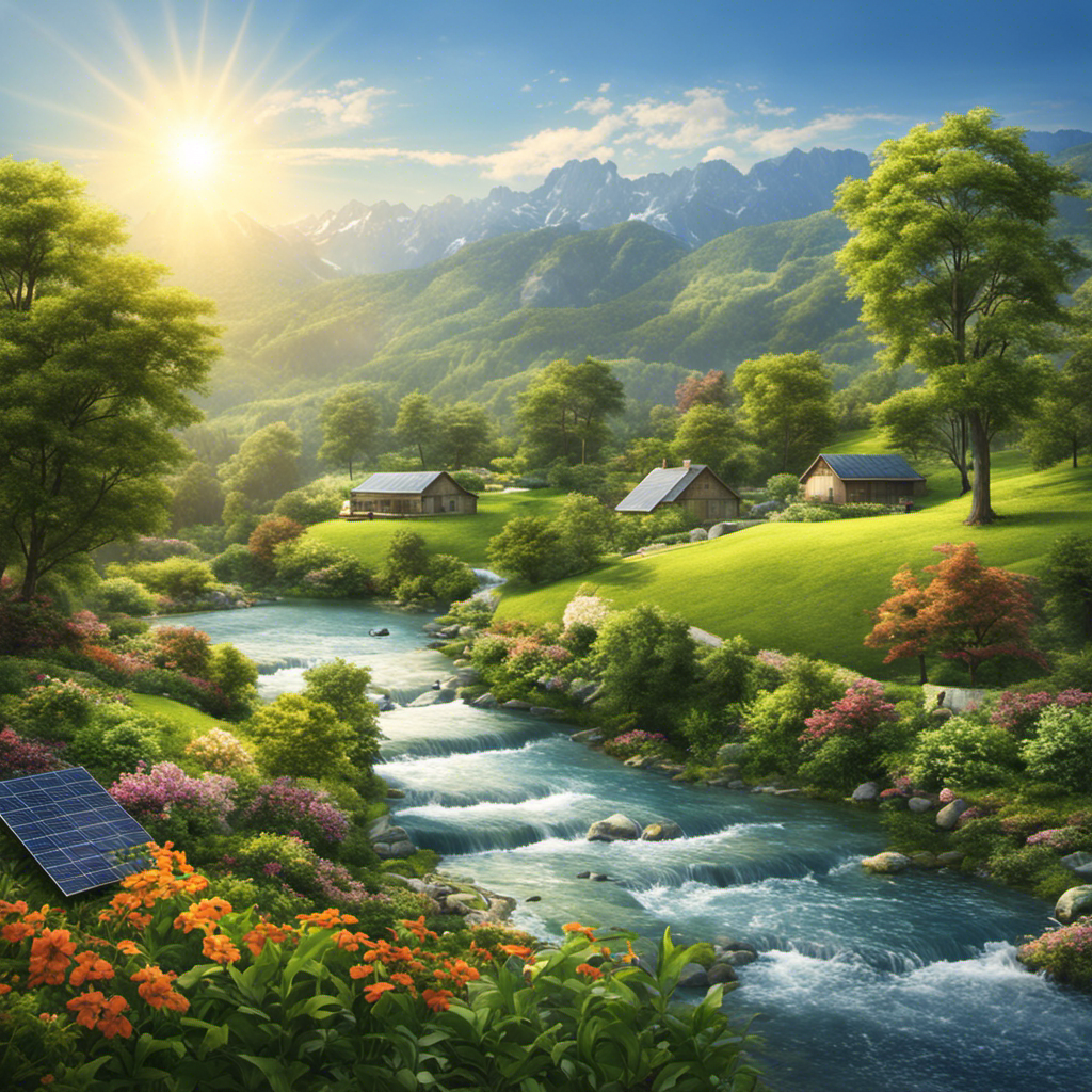 An image that showcases a lush, green landscape filled with solar panels glistening under the sun's rays