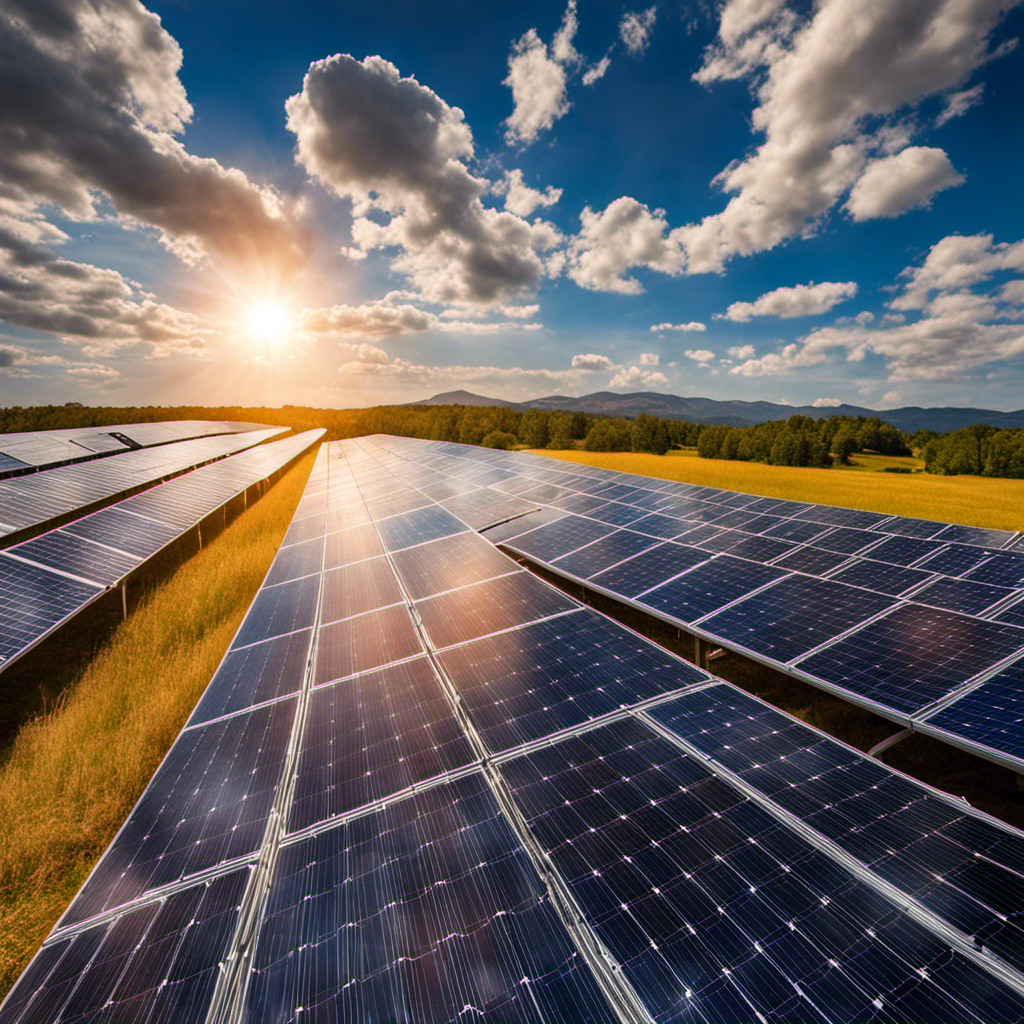 An image showcasing a vibrant solar panel array, flawlessly capturing the sun's radiant energy