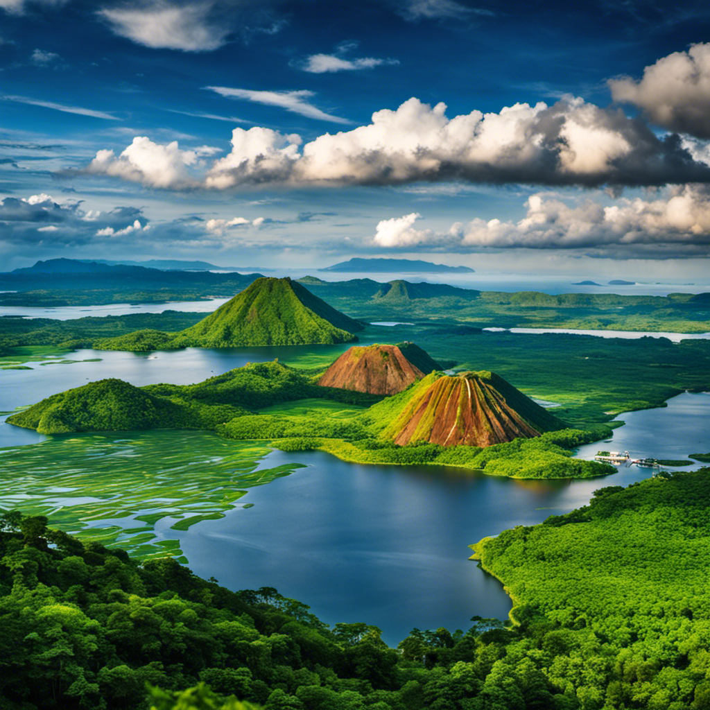 An image showcasing the magnificent Taal Volcano, surrounded by lush greenery